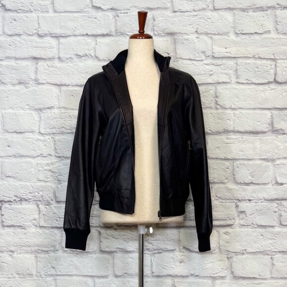 Ted Baker Black Leather Bomber Jacket